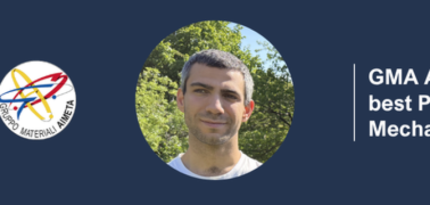 Ariel S. Boiardi receives the AIMETA GMA award for best PhD thesis in Mechanics of Materials Ariel S. Boiardi receives the AIMETA GMA award for best PhD thesis in Mechanics of Materials